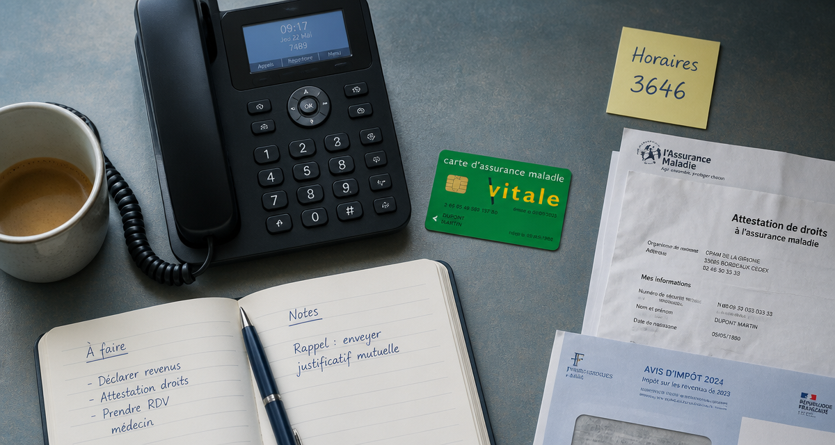 3646 horaire bureau carte Vitale téléphone