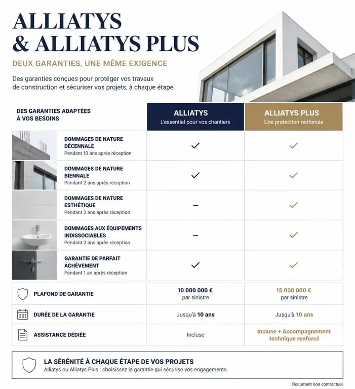 Tableau comparatif des garanties de l'assurance Alliatys Plus de La Banque Postale