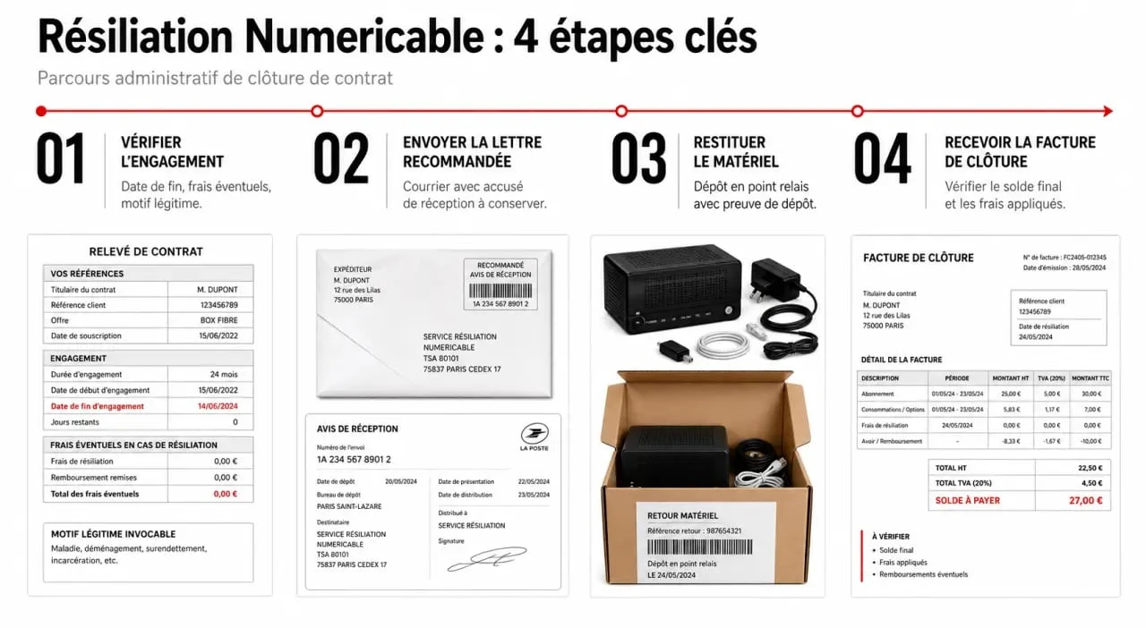 Étapes de la procédure de résiliation Numericable