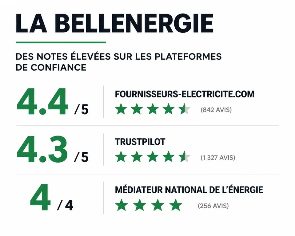 Synthèse des avis et notes de La Bellenergie sur les plateformes de référence