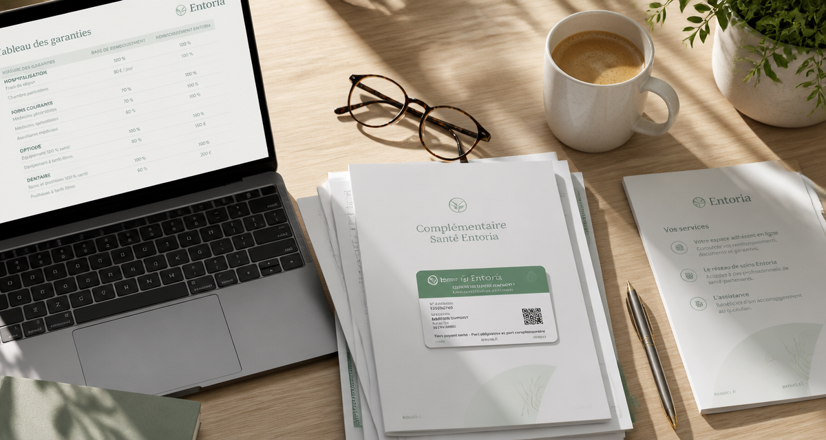 entoria mutuelle documents et carte sur bureau