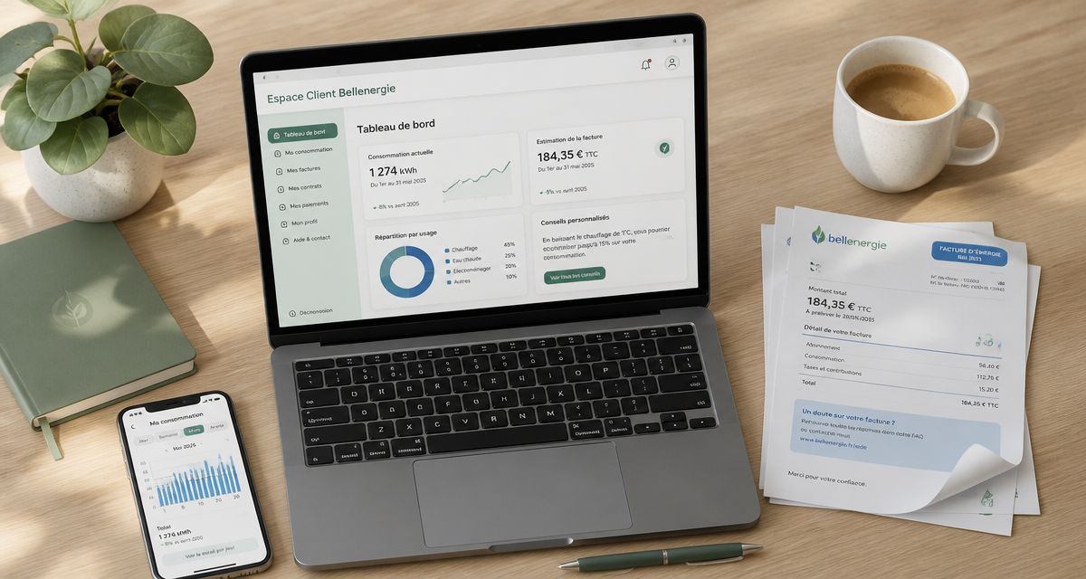 la belle energie espace client ordinateur et factures
