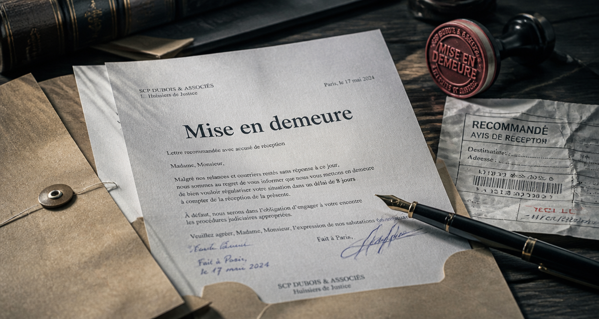 lettre de mise en demeure de payer sur bureau
