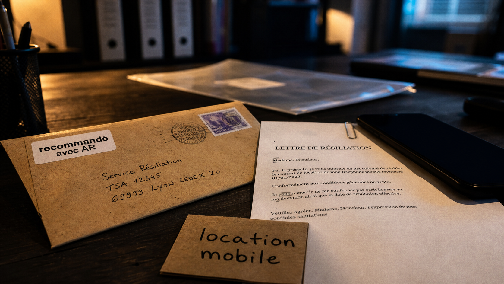 Lettre resiliation free mobile recommandée AR, mobile en location