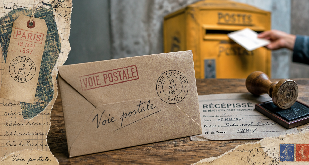 voie postale enveloppe manuscrite et boîte aux lettres