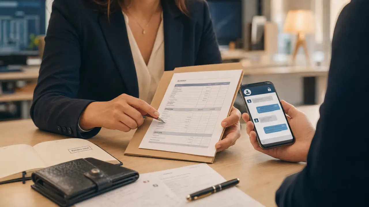 Conseiller financier banque postale en rendez-vous, budget et épargne