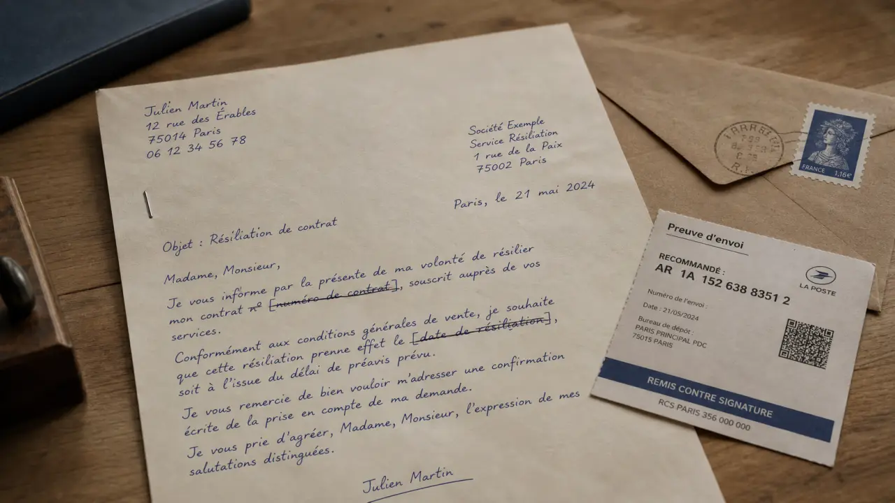 Exemple lettre de résiliation : préavis à respecter et date effective