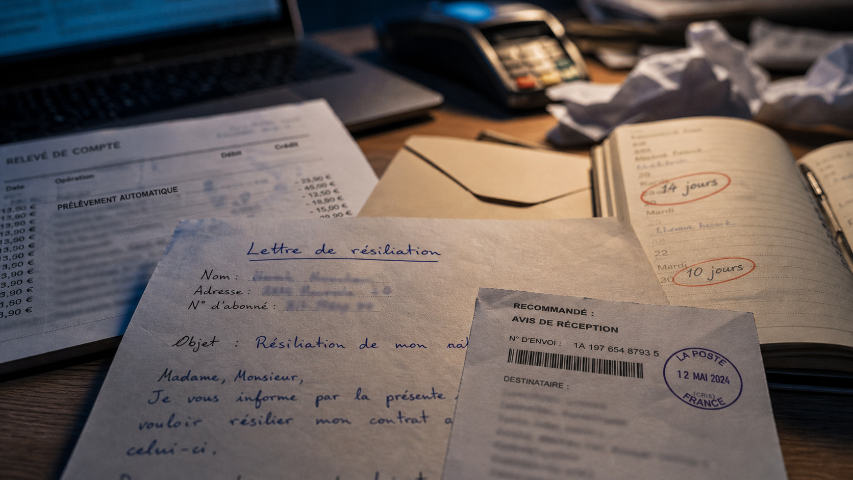 Résiliation service magazine la banque postale : lettre recommandée et prélèvements en 14 jours
