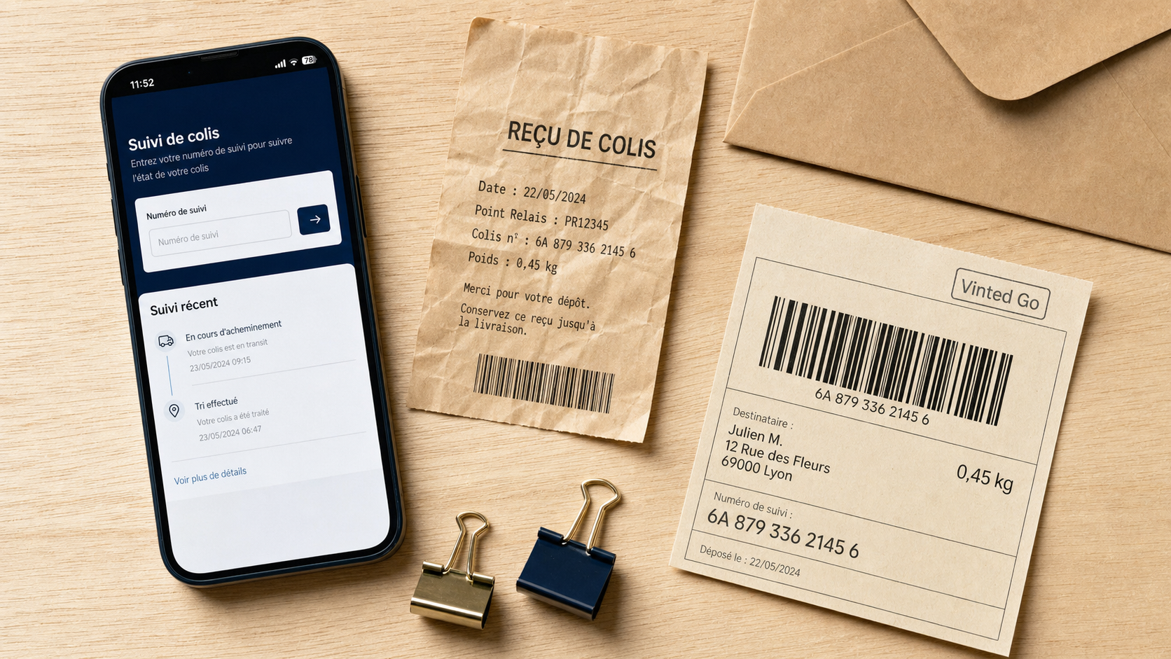 Suivie vinted go : numéro de suivi colis sur smartphone