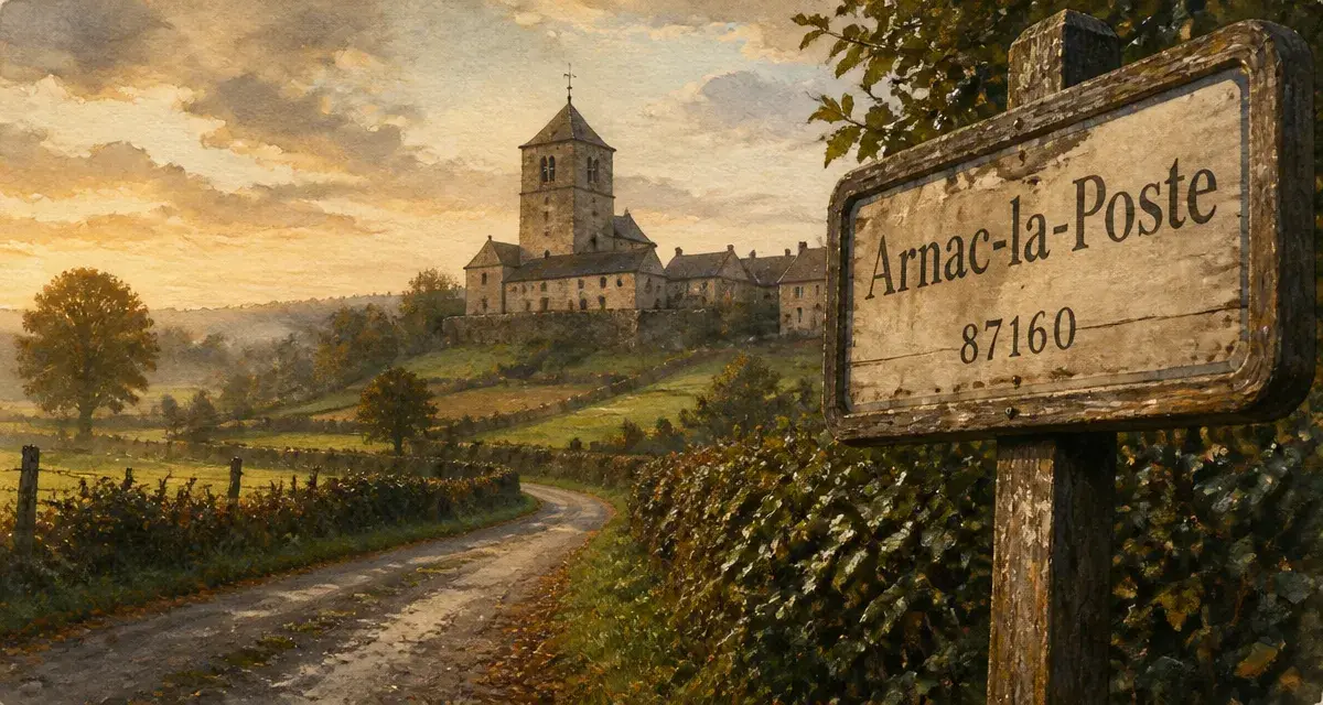 Arnac la Poste 87160, panneau à l’entrée du village en Haute-Vienne