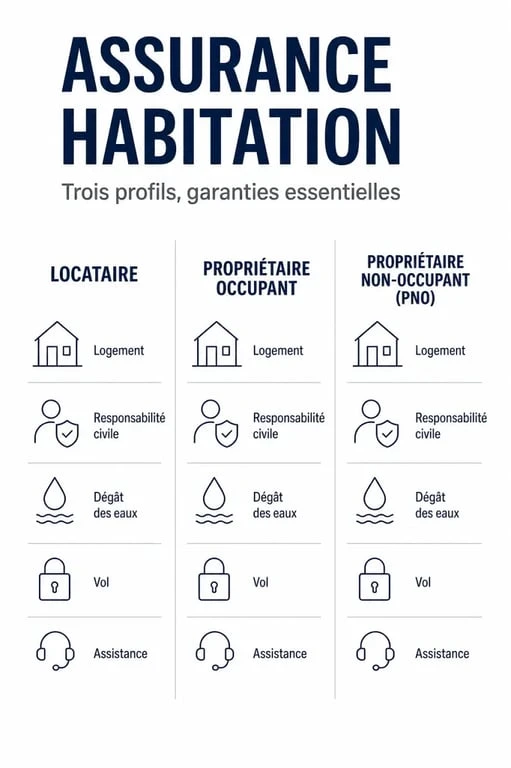 Assurance habitation Matmut : comparaison des besoins locataire, propriétaire occupant et PNO