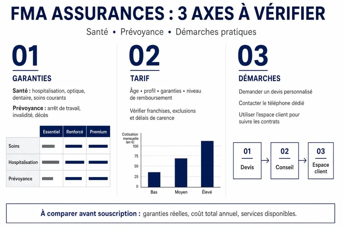 FMA assurance : visualisation éditoriale des garanties, tarifs et démarches pratiques
