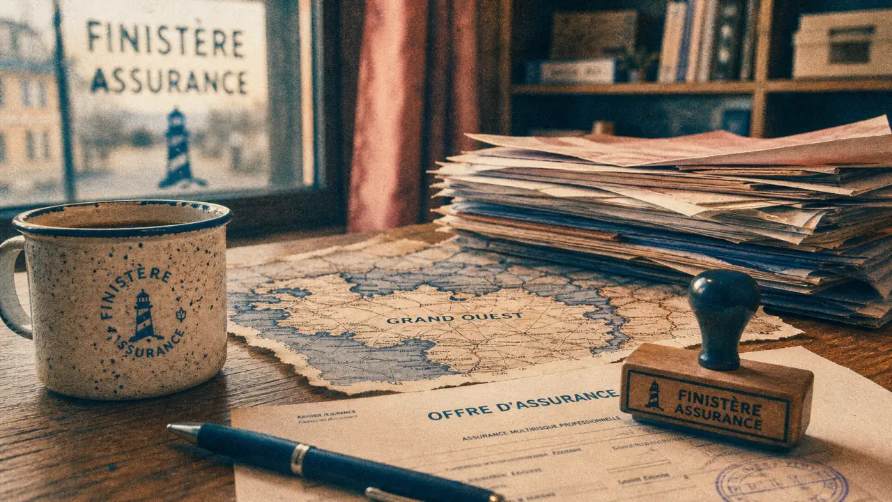 Finistere assurance : bureau, dossiers et carte du Grand Ouest