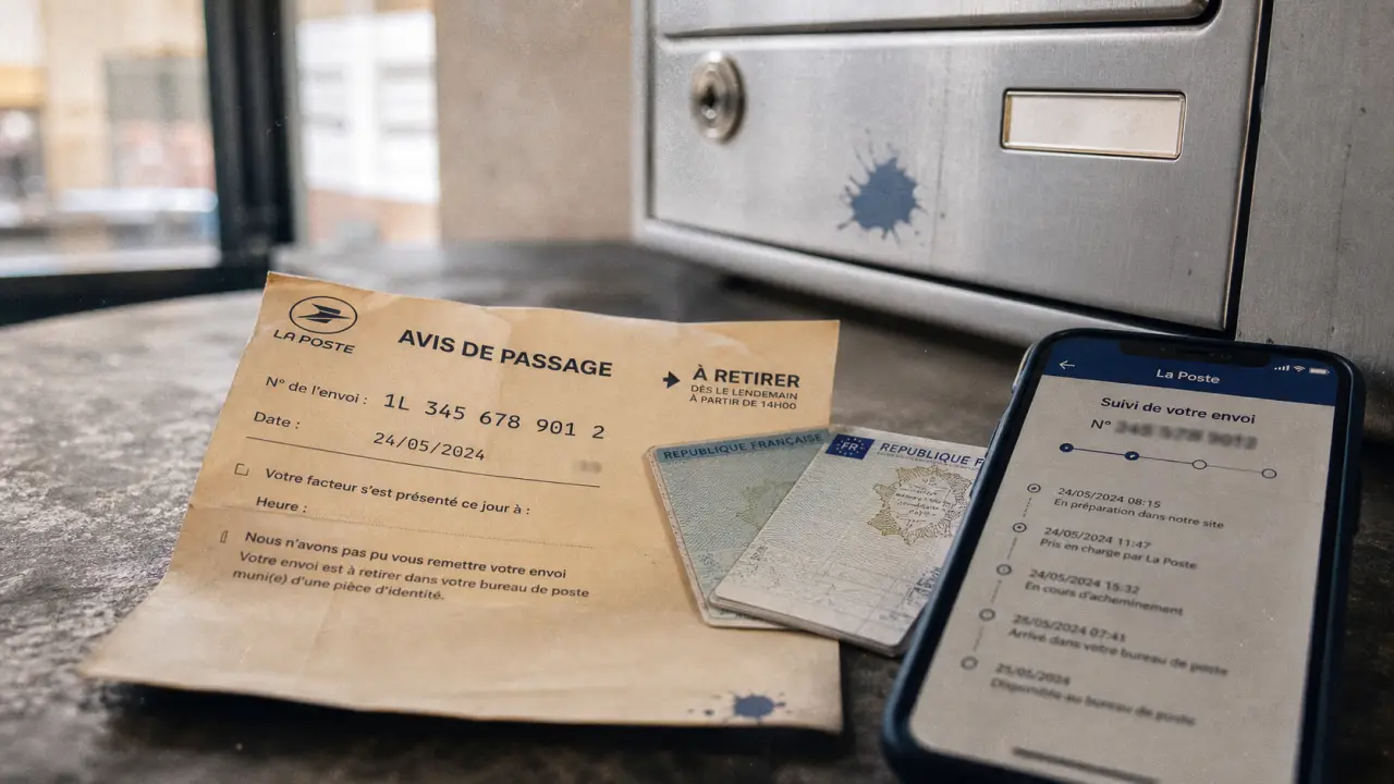 La poste avis de passage : numéro et date à retirer