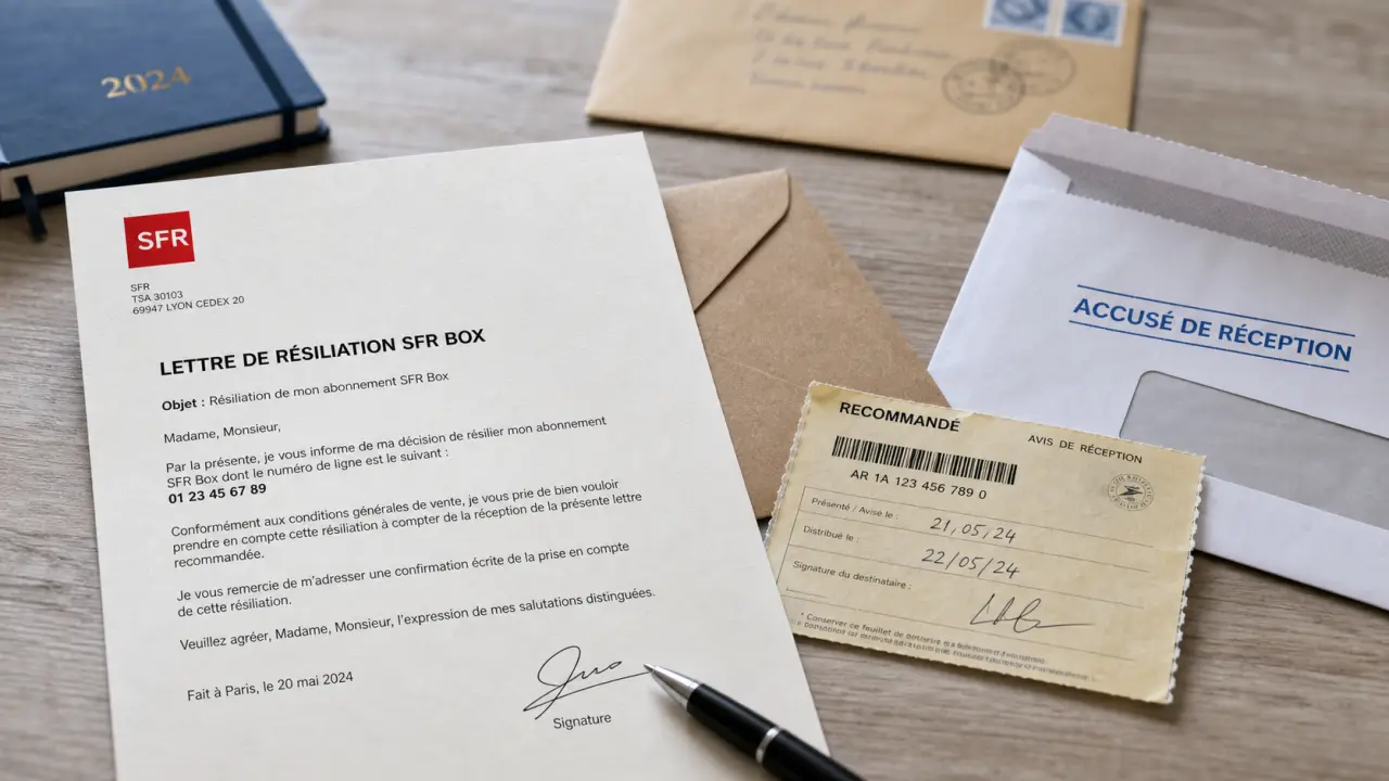 Lettre résiliation sfr box : 10 jours, adresse et frais à vérifier