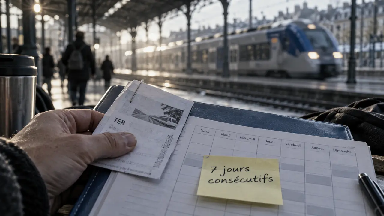 Abonnement TER : billet en gare et durée des 7 jours consécutifs