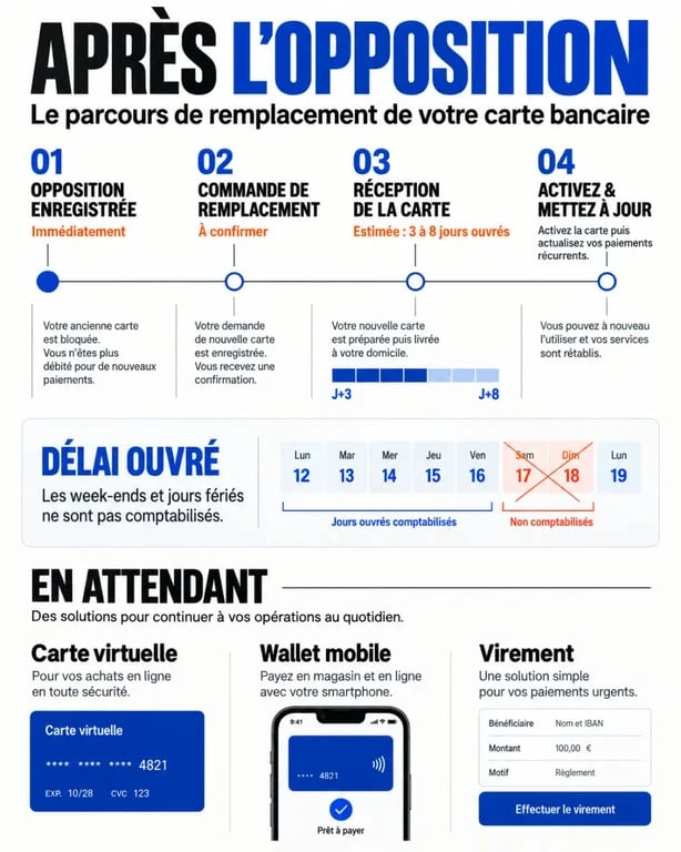 Combien de temps pour recevoir sa carte bancaire après opposition : délai de 3 à 8 jours ouvrés