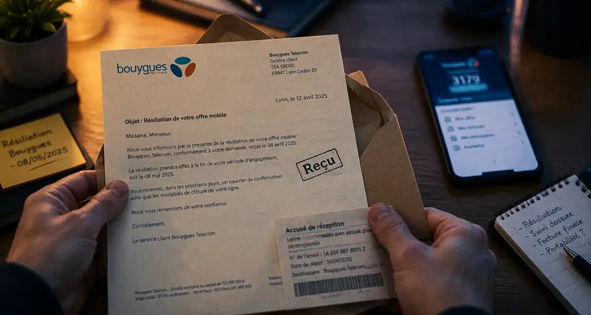 Résilier abonnement Bouygues : lettre de résiliation et accusé de réception